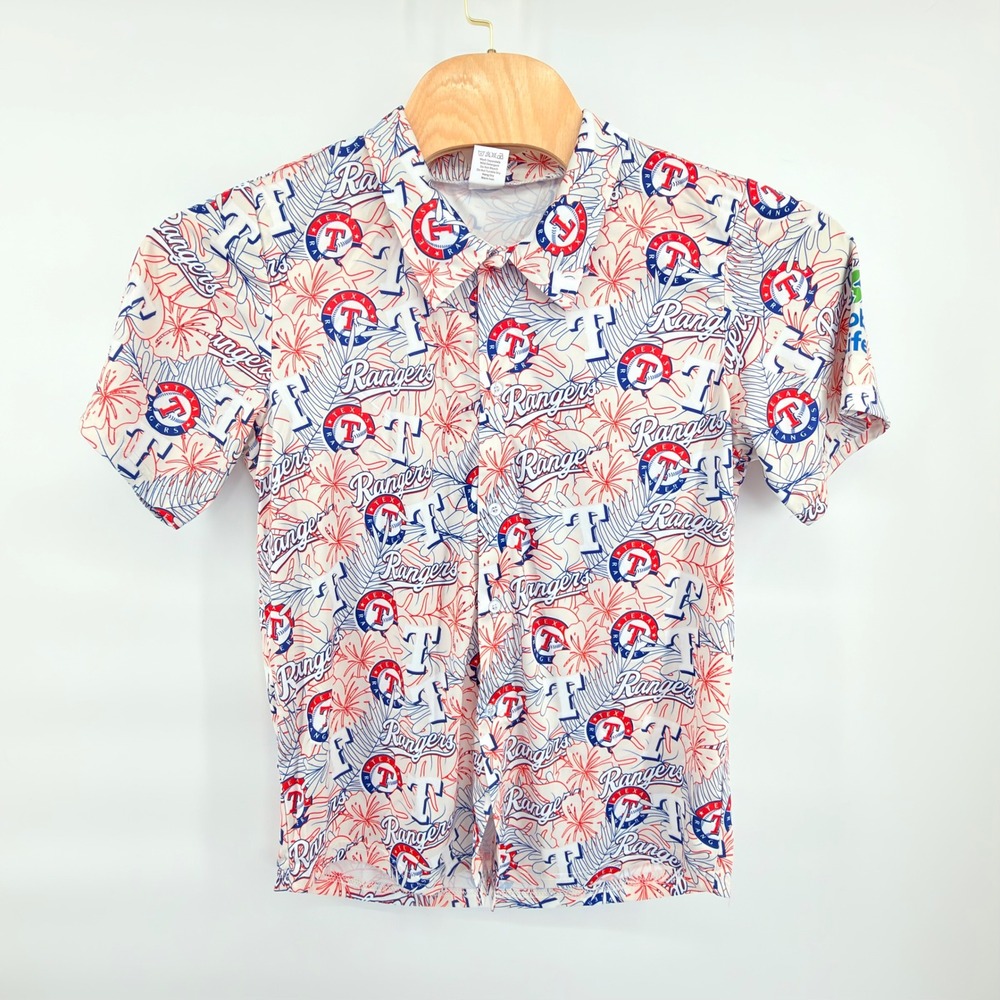 Texas Rangers MLB Hawaiian Shirt Mens M Short Sleeve Floral SGA Button Up